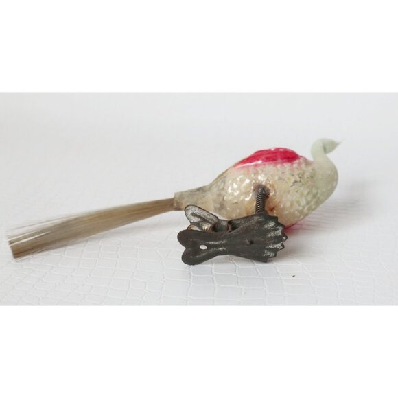 Antique Mercury Glass Bird Clip On Long Neck Bird Ornament  Christmas Ornament - Picture 4 of 6
